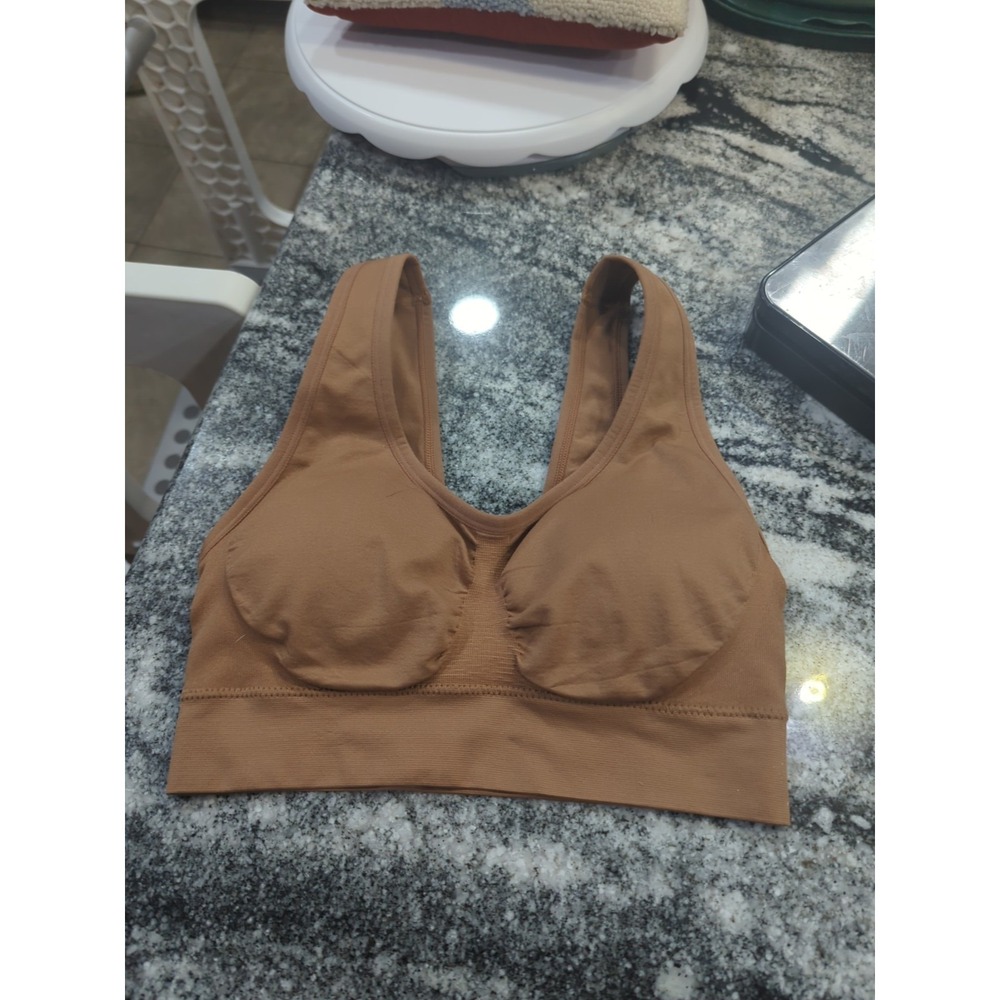 Land's End Comfort Knit Pullover Sports Bra Taupe Size S MWOT